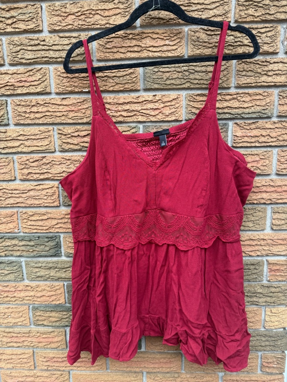 torrid Deep Red Lace-Trim V-Neck Blouse